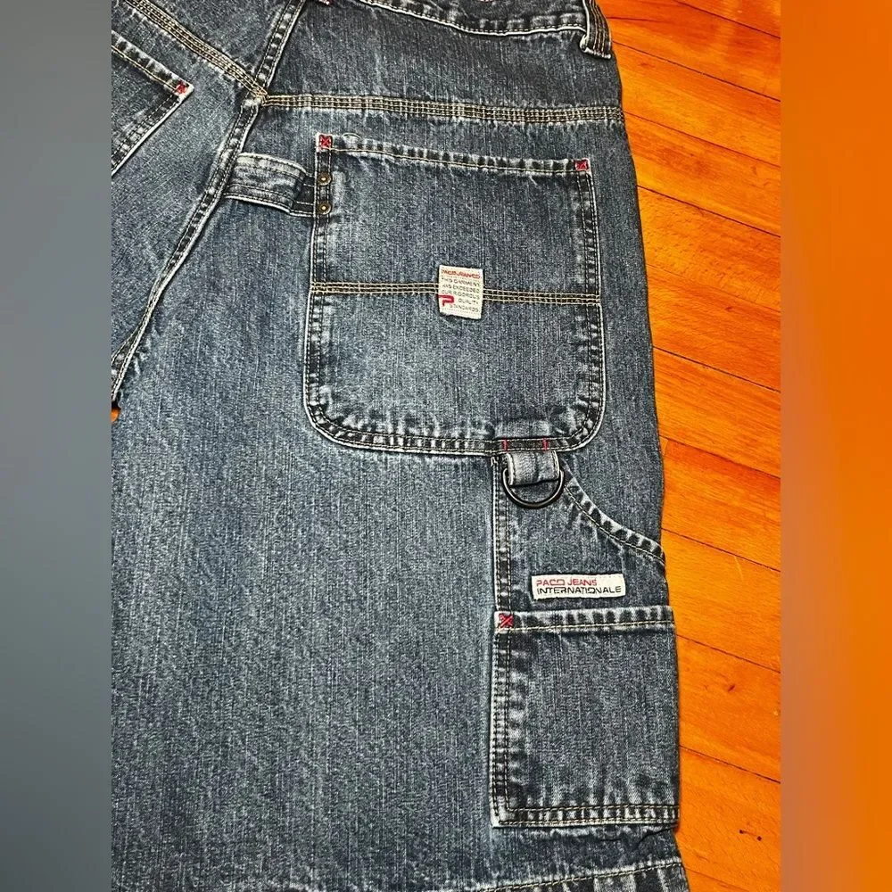 True Vintage Y2K Paco Jean Co. Carpenter Jorts Size 34